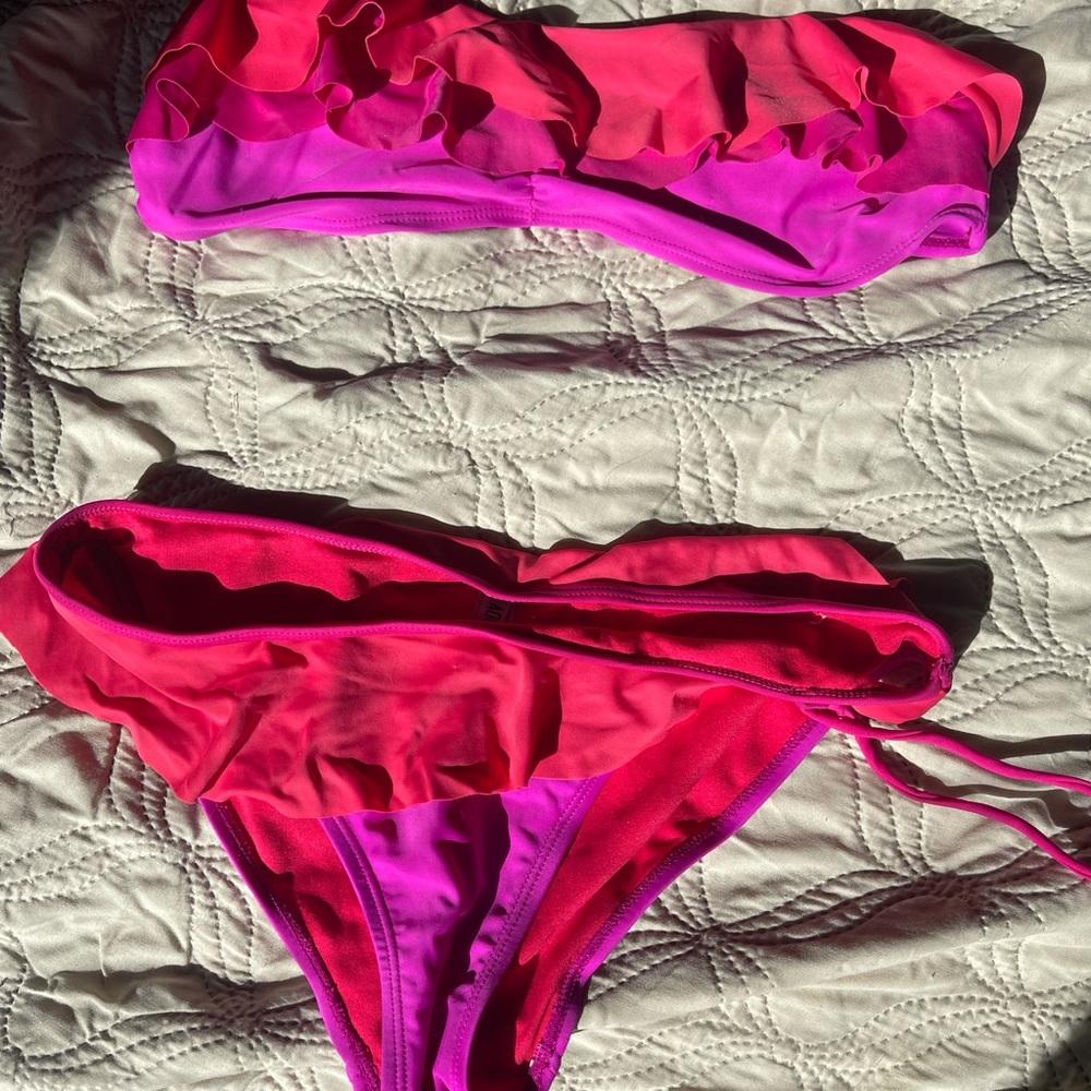 Bikini, pink , fringe
